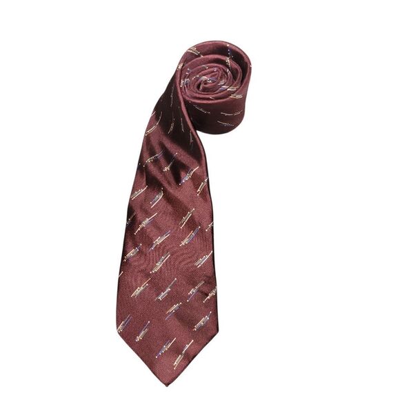 Dior Burgundy Silk Tie with Classic Design - Picture 2 of 3